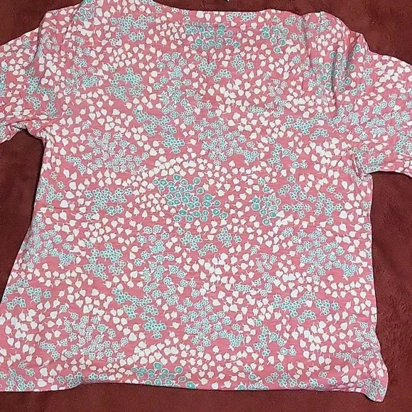 Talbot's Split Neck Floral Print Tee Shirt - Picture 6 of 7